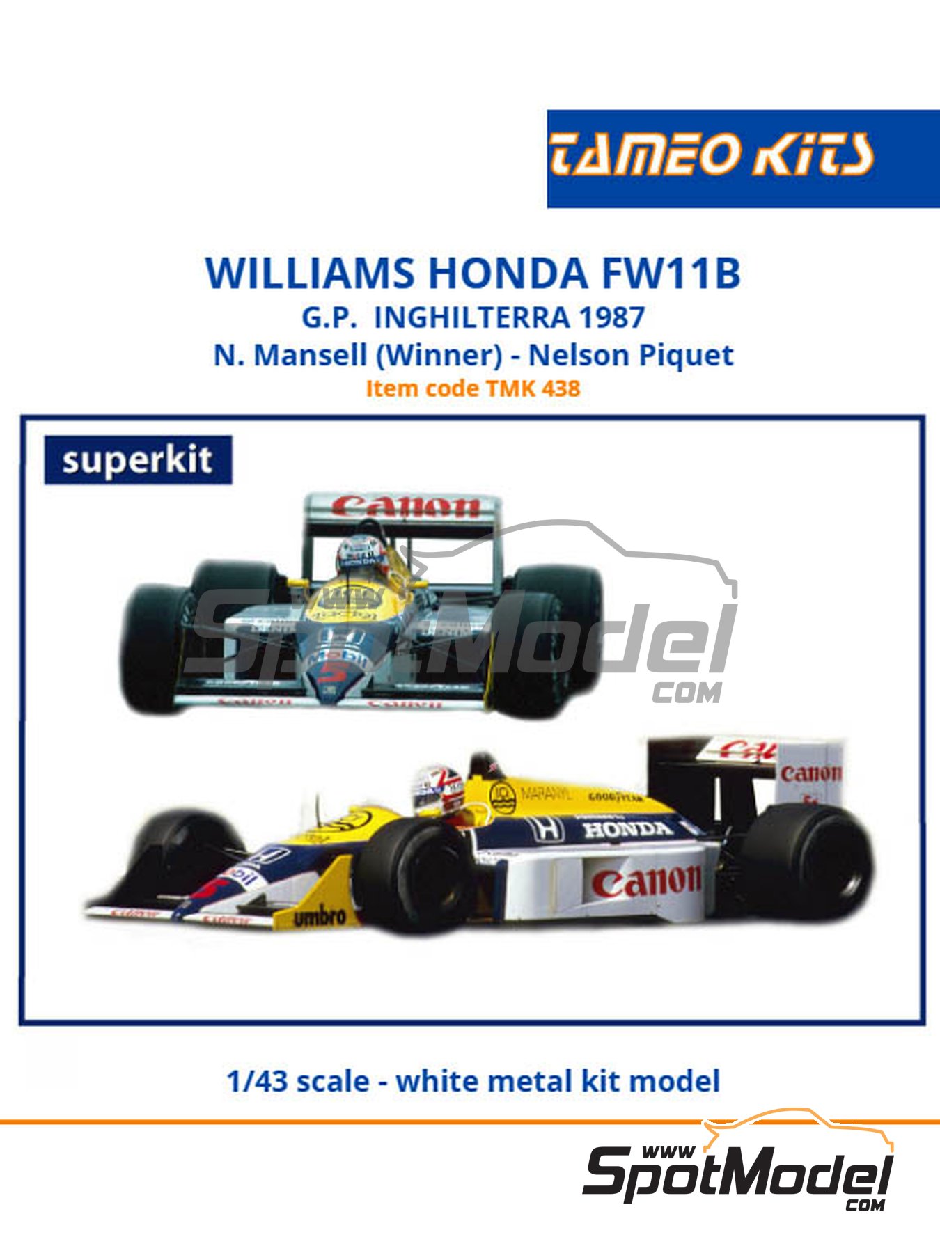 タメオ 1/43 キット完成品 ウィリアムズ ホンダ FW11オーストラリアGP 